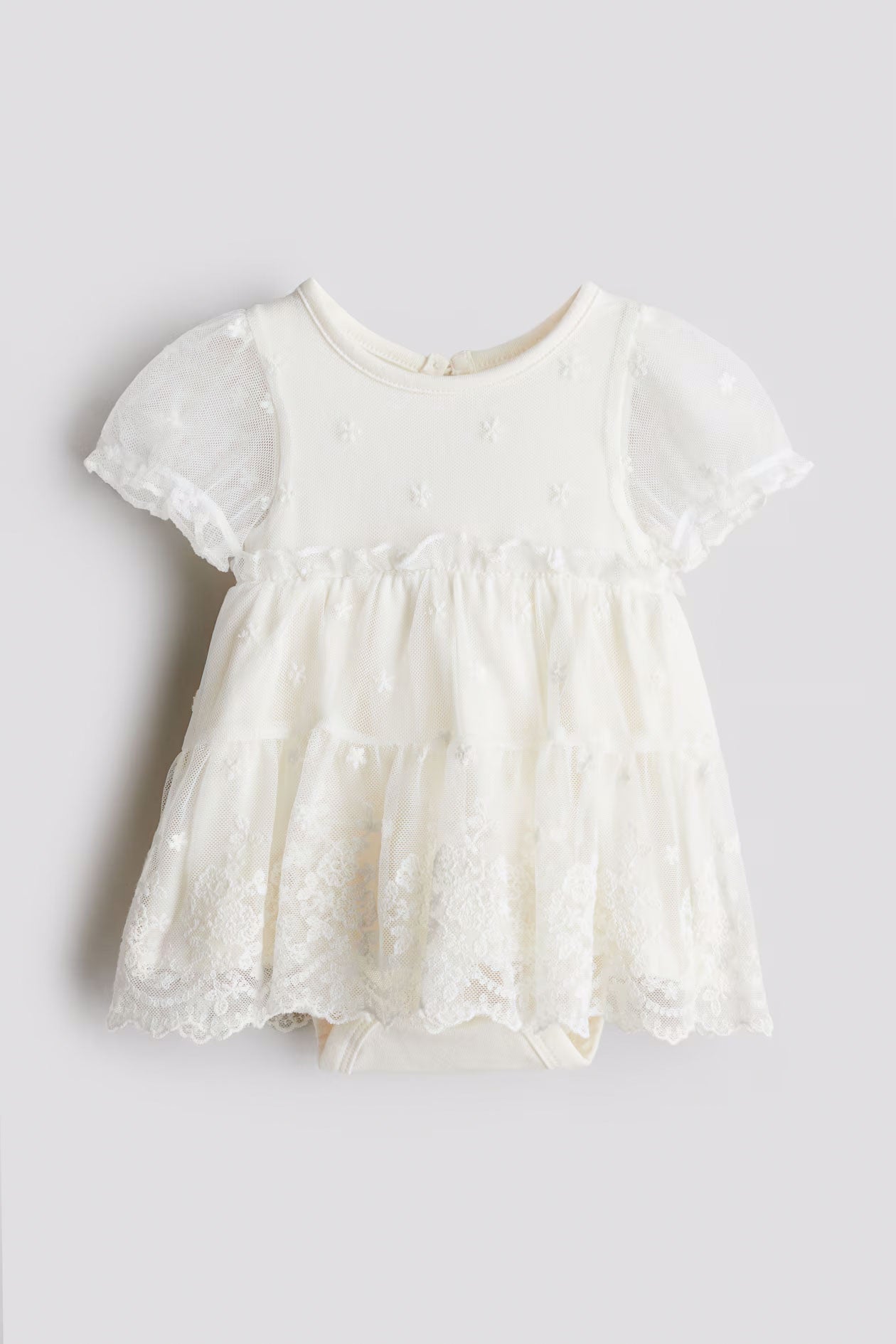 Whimsical Blooms Embroidered Mesh Bodysuit Dress