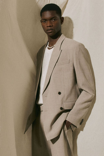Relaxed Fit Double-Breasted Blazer